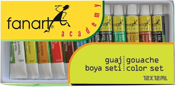 Fanart Academy Guaj Boya, Seti, 12X12 Ml ürün görseli 1