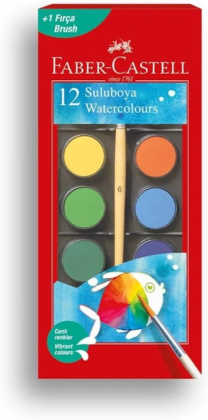 Faber-Castell Suluboya, 12 Renk, Büyük Boy Tablet, Parlak Renkler, Çocuklar İçin Uygun ürün görseli 1