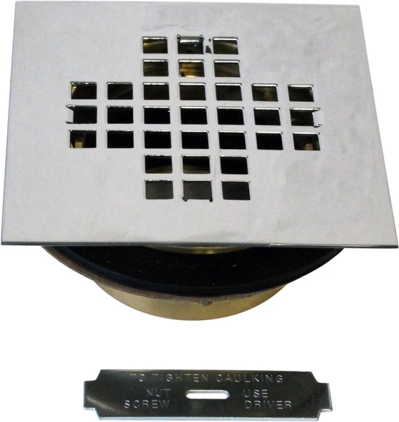 Westbrass 5 Cm Pirinç Duş Tahliyesi, 4-1/4 Inç Kare Kapak, Cilalı Krom, D206Bs-26 ürün görseli 1