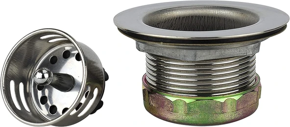 Plumb Pak 878Pc Paslanmaz Çelik Bar Lavabo Süzgeci, Sepetli, 5-6.4 Cm Açıklık, Parlak Krom ürün görseli 1