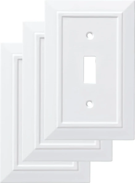 Franklin Brass W35241V-Pw-C Klasik Mimari Tek Anahtarlı Duvar Plakası/Anahtar Plakası/Kapak, Beyaz, 3'Lü Paket ürün görseli 1