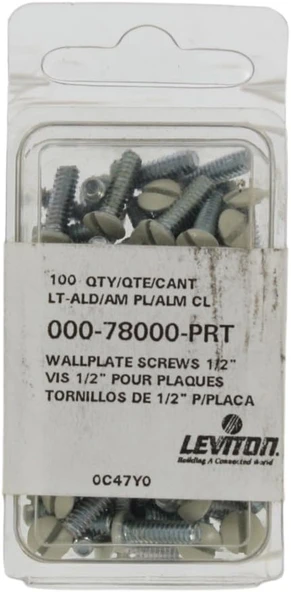 Leviton 78000-Prt 1/2 Inç Uzunluğunda 6 – 32 Dişli, Oval Başlık Gefraestes Slot Yedek Wanddose Vida, Badem ürün görseli 1