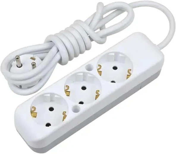 Mobee 3Lü Üçlü 5 Metre Uzatma Kablolu Anahtarsız Topraklı Grup Priz Elektirik Uzatma Kablosu ürün görseli 1