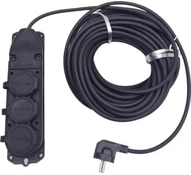 Si̇yah Renk Toprakli Kauçuk Seyyar Elektri̇k Kablosu Cca 3 X 1,5 Mm 20 Mt 3 Lü Pri̇z ürün görseli 1