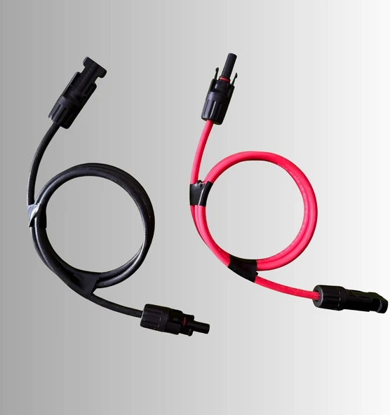 Güneş Paneli Bağlantıları Için Iki Tarafı Mc4 Konnektörlü, Uv Dayanımlı Dc Uzatma Kablo Seti- 1 M Siyah 6 Mm2+1 M Kırmızı 6 Mm2 Kablo ürün görseli 1