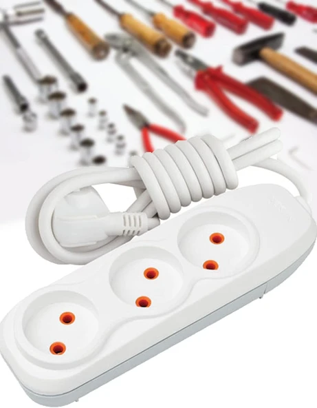 Mobee 3Lü Üçlü 5 Metre Uzatma Kablolu Anahtarsız Topraklı Grup Priz Uzatma Kablosu ürün görseli 1
