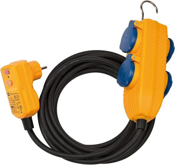 Brennenstuhl 1168720010 Schutzadapterleitung 5 M H07Rn-F3G1,5 Fi-Fiş Powerblock, Siyah, Mavi, Turuncu ürün görseli 1