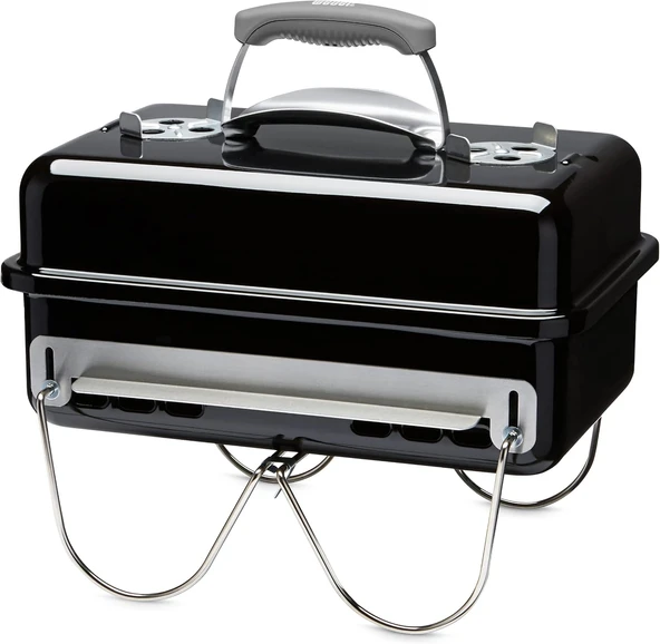 Weber Go-Anywhere/Taşınabilir Kömür Mangal, Katlanabilir Ayaklar, Kamp Piknik Için Kompakt Tasarım, Dayanıklı Kaplama, Hava Akışı Kontrolü, Pişirme Yüzeyi, 42 X 26 Cm, Siyah ürün görseli 1