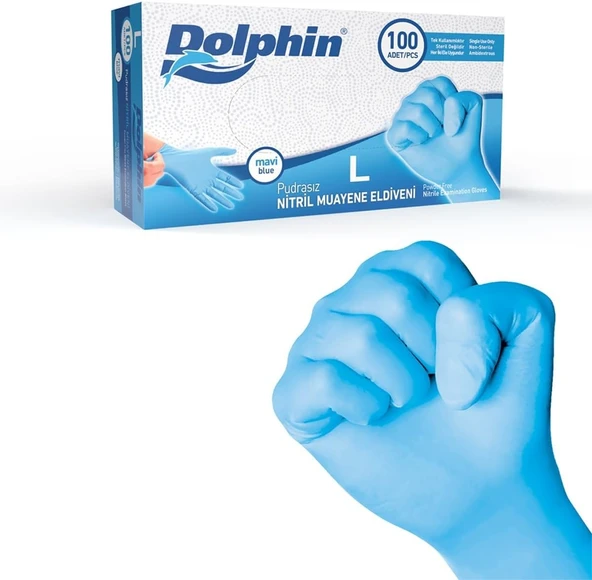 Kullan At Market Dolphin Nitril Eldiven Pudrasız (L) 100'Lü Paket ürün görseli 1