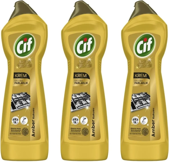 Ekstra Parlaklık Altın Temizleyici, 500 Ml, 3'Lü Paket, Mutfak Yüzeyleri İçin ürün görseli 1