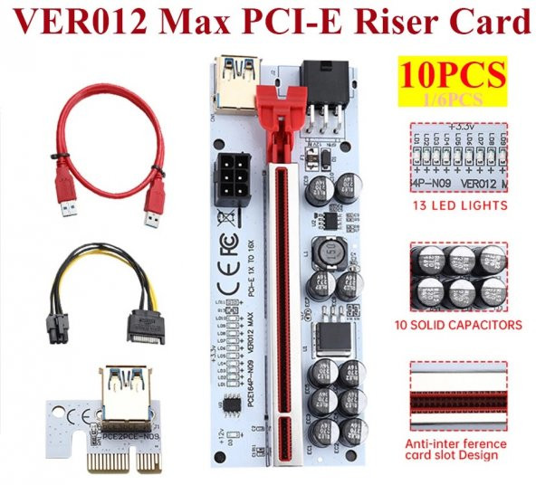 Ver012 MAX Plus PCI-EX 1x to 16x Çevirici USB 3.0 Riser Kablo (Ver 12 MAX) ** ürün görseli 1