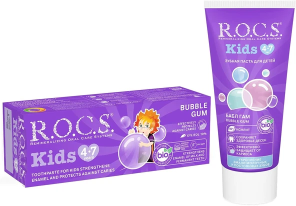 R.O.C.S. Kids 4-7 Yaş Florürsüz Macunu Balon Sakızı Tadında ürün görseli 1