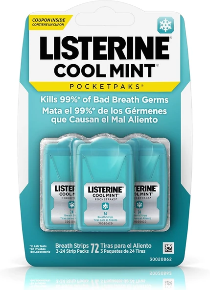 Listerine Pocketpaks Nefes Şeritleri, Havalı Nane, 72 Adet ürün görseli 1
