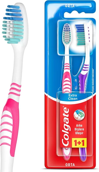 Extra Clean Dil Temizleyicili Arka Dişlere Uzanan Orta Fırçası 1+1 ürün görseli 1