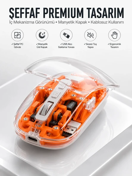 Fare Mouse Çift Modlu Kablosuz Bağlantılı 2.4ghz Destekli Yeni Nesil ürün görseli 1