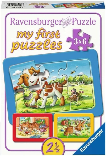 Ravensburger 3X6 Parça İlk Yapbozum: Hayvan Dostları Puzzle Seti ürün görseli 1