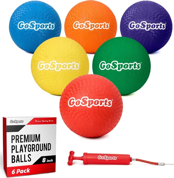 Gosports Çocuklar Için Oyun Topları - 21.6 Cm Veya 25.4 Cm Boyutlarını Seçin - Taşıma Çantası Top Pompası Ile Ağır Hizmet Tipi 6'Lı Set ürün görseli 1