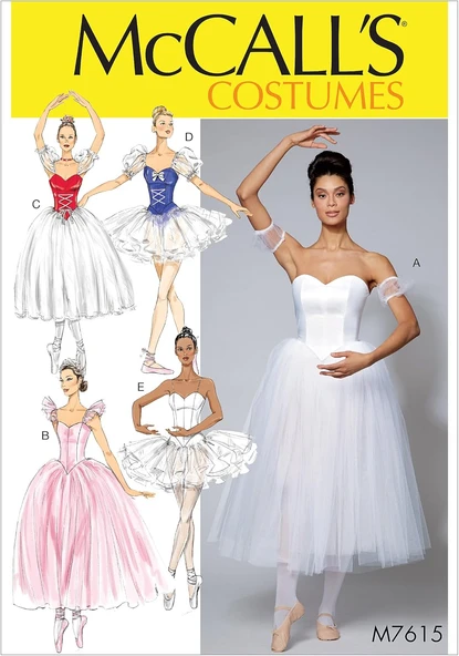 Mccall'S Patterns Mc7615E5 Mccall Desen 7615 E5, Kadınlar Için Bale Kostümü, Ölçüler 42 – 50, Peçete, Çok Renkli, 17 X 0,5 X 0,07 Cm ürün görseli 1
