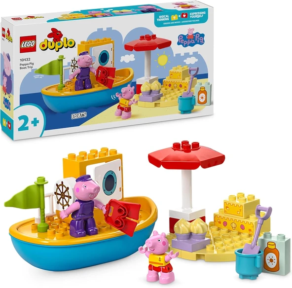 Duplo Peppa Pig Tekne Gezisi 10432-2 Yaş Üzeri Çocuklar Için Peppa Pig Minifigürü İçeren Eğitici Oyuncak Yapım Seti (23 Parça) ürün görseli 1