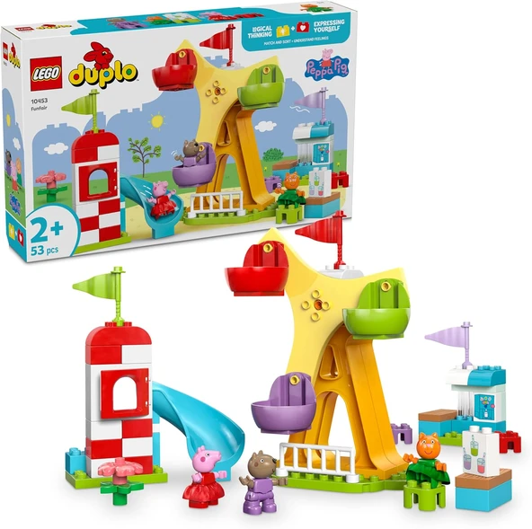 Duplo Peppa Pig Lunapark 10453-2 Yaş Üzeri Kız Erkek Çocuklar Için Dönme Dolap, Kaydırak, Meyve Suyu Barı Dahil 3 Figür İçeren Yaratıcı Oyuncak Yapım Seti (53 Parça) ürün görseli 1