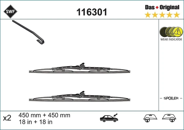 Valeo Swf Das Set Silecek Opel Astra F (1998-2002), Toyota Land Cruiser (1996-2002) (450+450 Mm) 116301 ürün görseli 1