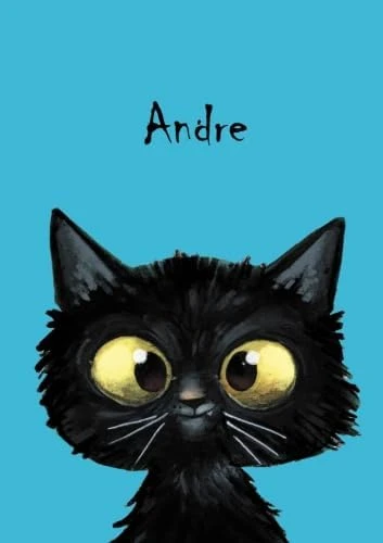 Andre: Personalisiertes Notizbuch, Din A5, 80 Blanko Seiten Mit Kleiner Katze Auf Jeder Rechten Unteren Seite. Durch Vornamen Auf Dem Cover, Eine ... Coverfinish. Über 2500 Namen Bereits Verf ürün görseli 1