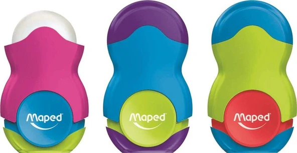 Maped Ofis Kırtasiye 049121 Kalemtraş, Loopy Tek Delikli Silgili, Renkli ürün görseli 1