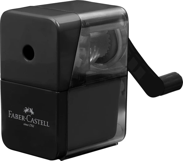 Faber-Castell Masaüstü Kollu Kalemtıraş, Siyah, 8.4 Mm Çaplı, Çocuk Korumalı, Kurşun Boya Kalemleri İçin Uygun, Toplama Hazneli ürün görseli 1