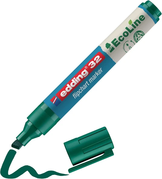 Edding Flipchartmarker 32 Ecoline, Yeniden Doldurulabilir, 1 – 5 Mm, Yeşil ürün görseli 1