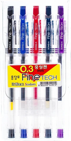 Dong-A Fine-Tech Excellent Writing"0.3 Mm Gel Ink Pens (5Colors) By Dong-A ürün görseli 1