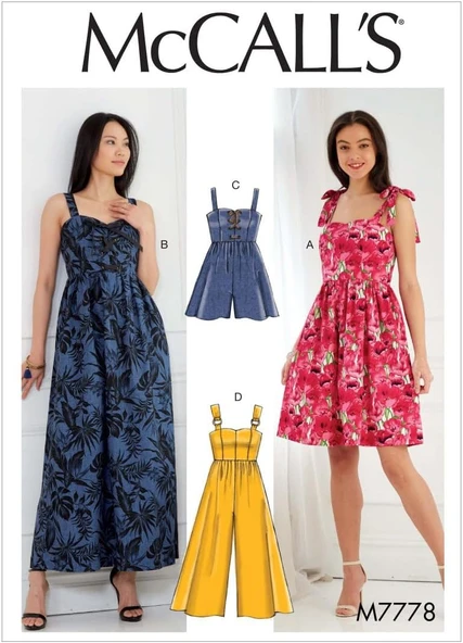 Mccall'S Patterns M7778 Bayan Elbiseleri, Tulum Tulum Dikiş Deseni, E5 (14-16-18-20-22), Çoklu ürün görseli 1