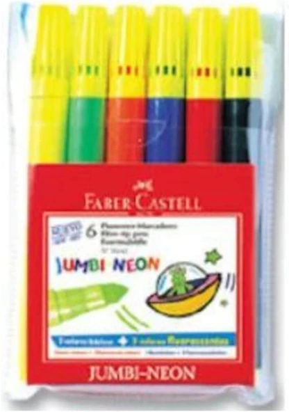 Faber-Castell Jumbi-Neon Floresan Markör, 6'Lı, 6 Renk ürün görseli 1