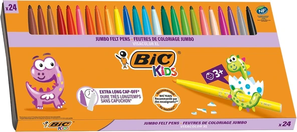 Kids Visa Color Xl Keçeli Boya Kalemi 24 Renk, Su Bazlı Mürekkep, Kolayca Çoğu Kumaştan Çıkar, 3 Yaş Üzeri Çocuklar Için İdeal ürün görseli 1
