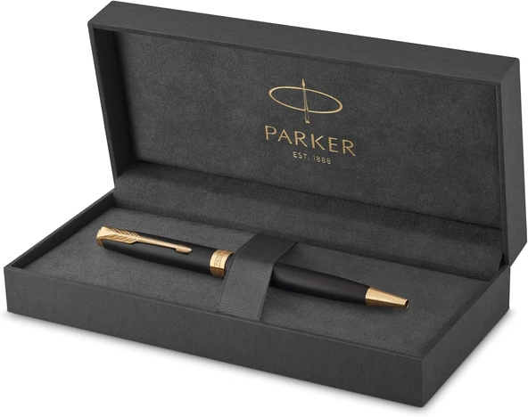 Parker Sonnet Mat Siyah Altın Tasarımlı Tükenmez Kalem, Mürekkep, Orta Kalınlıkta Uç ürün görseli 1