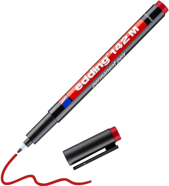 Edding 142 M Permanent Kalem - Asetat Kalemi - Kırmızı - 1 Kalem - Yuvarlak Uç 1 Mm ürün görseli 1
