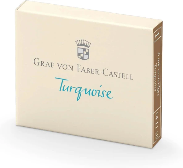 Graf Von Faber-Castell Kartuş, 6’Lı, Turkuaz Renk, Silinmez Suya Dayanıklı, Işığa Karşı Dirençli, Kolay Takılabilir, Ergonomik Tasarım ürün görseli 1