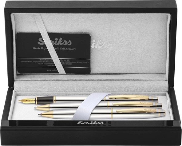 Scrikss Noble 35 Dolma Kalemtükenmez Kalemversatil Kalem Takım Krom Altın ürün görseli 1