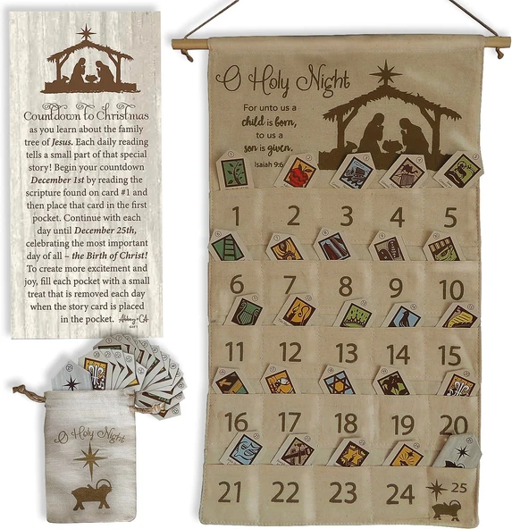 Cathedral Abbey & Ca Hediye Kumaş Advent Takvimi W/Manager Etiketi, Çoklu ürün görseli 1