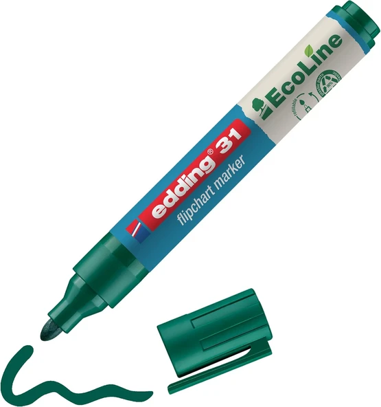 Edding Flipchartmarker 31 Ecoline, Yeniden Doldurulabilir, 1,5 – 3 Mm, Yeşil ürün görseli 1