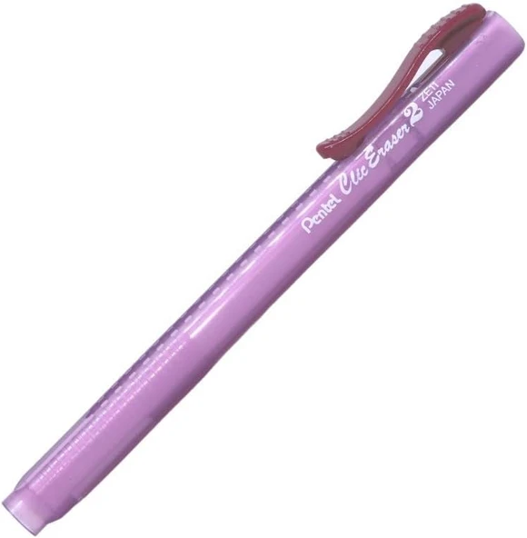 Pentel Clic Eraser 2 Sürgülü Kalem Silgi Şeffaf Gövdeli, Kırmızı ürün görseli 1