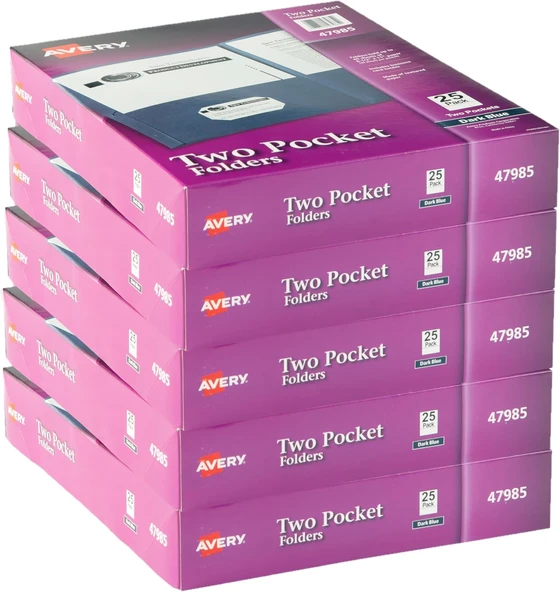 Avery Two-Pocket Klasör, Koyu Mavi, Fall 5 Adet 5 Boxes ürün görseli 1