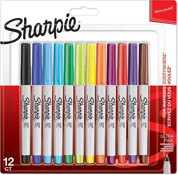 Sharpie Fine, Süper İnce Uç, Karışık 12'Li Paket ürün görseli 1