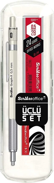 Scrikss Office Graphx 3'Lü Set Mekanik Kurşun Kalem Silgi Min Beyaz 0.5 Mm ürün görseli 1
