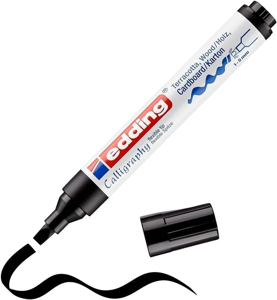 Edding 1455 Kaligrafi Markörü - Siyah - 1 Kalem - 1-5 Mm Esnek Kaligrafi Ucu ürün görseli 1