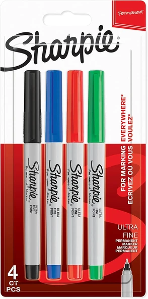 Sharpie Fine, Süper İnce Uç, Karışık 4'Lü Paket ürün görseli 1