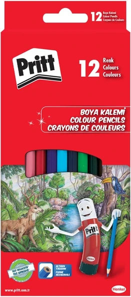 Pritt 12'Li Uzun Kuru Boya Kalemi, 12 Renk ürün görseli 1
