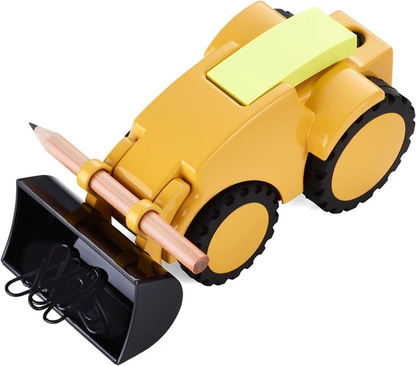 Troika Digger – Gam40/Ye – Bueroklammernhalter – Buldozer,-Ayarlanabilir Kürek – Mektup Postası – Kalem Tutacağı Dahil 1 Kalem – Dökme Demir-Parlak – Sarı, Siyah – Troika-Orijinal ürün görseli 1