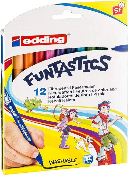 Edding 15 Funtastics Çocuklar Için Ince Uçlu Keçeli Kalem 12'Li Set - 1 Mm Yuvarlak Uç ürün görseli 1