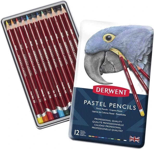 Derwent Pastel Renkli Metal Kutuda 12 Stück ürün görseli 1