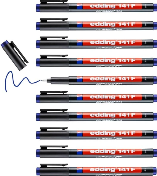 Edding 141 F Permanent Kalem - Asetat Kalemi - 10 Kalem - 0,6 Mm Yuvarlak Uç ürün görseli 1